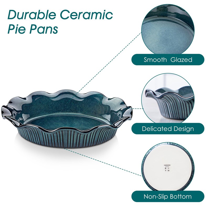 vancasso Stern Ceramic Pie Pan for Baking, 9 Inch Pie