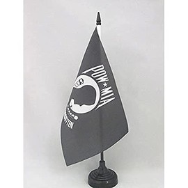 AZ FLAG USA Pow Mia Remember Table Flag 5'' x 8'' - US - American Army Desk Flag 21 x 14 cm - Black plastic stick and base