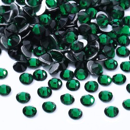 Meibite Green Flatback Rhinestones, Glass Rhinestones for Nail Art and Craft, Glue Fix, Loose Crystal Gemstones(Green, SS16, 2880pcs, 3.8-4.0mm)