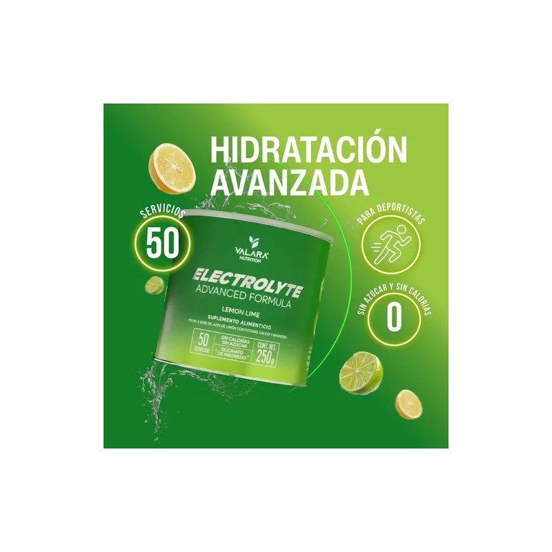 Valara Electrolitos Polvo 250g Porciones Potasio Calcio Glicinato Magnesio Azúcar