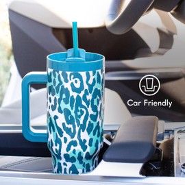 40oz Stainless Steel Handle Tumbler with Triple Insulation & Copper Lining – Keeps Drinks Cold for 18 Hours & Hot for 6 – Spill-Resistant Dual-Function Lid with Straw and Sweat-Free (Teal)