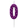 Papyrus Number 0 Birthday Candle, Purple Polka Dots (1-Count)