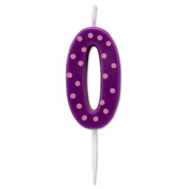 Papyrus Number 0 Birthday Candle, Purple Polka Dots (1-Count)