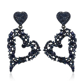 EVER FAITH Rhinestone Heart Earrings Crystal Statement Trendy Double Large Stud Earrings Fashion Jewellery for Women Girls, Crystal