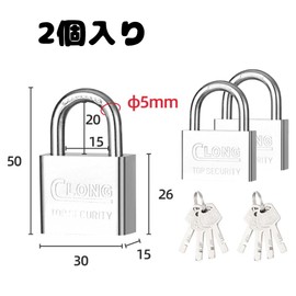 GLOWZEN 2 PCS Stainless Steel Padlock with Key,Waterproof and Rustproof (Silver Short Style)