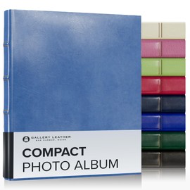 Gallery Leather Compact Photo Album for 4x6 Pictures, Holds 120 Photos, Premium Bonded Leather, 3-Ring Binder, Handcrafted, Made in USA, Acadia Hydrangea - 9.25" x 8"