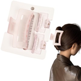 Flomiara 3PCS Hair Clips for Women, Claw Clips, Plastic Square Hair Clip Home Makeup Outdoor, Suitable for Thick Thin Hair, Strong-Hold Claws for Styling, Light Cute for Women Girls, Matte Pink