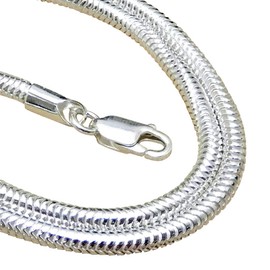 [100 Piece Market] Snake Leather Textured Snake Chain Necklace Silver Necklace Chain Necklace Men's Necklace Silver Chain Silver 925, Sterling Silver