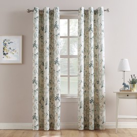 No. 918 Roelyn Mabel Floral Print Grommet Curtain Panel, 48" x 95", Harbor Blue