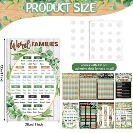 Pajean 8 Pieces Sight Words Posters Greenery Educational Posters Sight Words Educational Learning Poster Word Family Posters for Preschool Kindergarten Elementary Classroom School Supplies