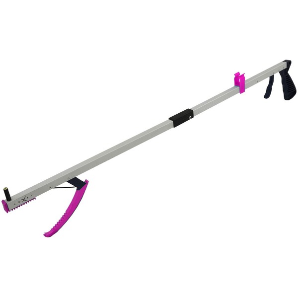 Grabber Tool 32" Stick Strong Grip Heavy Duty Aluminum Claw, Magnetic Tip, Lightweight Foldable, Reacher Pickup Tool, Gripper Grabbers for Elderly Grab it Reaching Tool Trash Picker, Pink, by Luxet