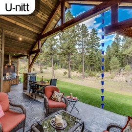 U-nitt Rain Chain Water Collection for Gutters Rainwater Catcher & Diverter, 8.5 FT Chains for Outside Garden, Blue Bucket Cups, Roof Downspout, Works with Heavy Rain, w/Gutter Clip for Rainchains