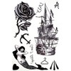 4 Sheets Temporary Skull Tattoo Moth Tattoo Ship Tattoo Anchor