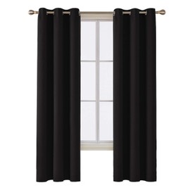 Deconovo Room Darkening Thermal Insulated Blackout Grommet Window Curtain for Bedroom, Black,42x84-inch,1 Panel
