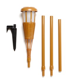 Newhouse Lighting FLTORCH4AZ Solar-Powered Flickering Flame Outdoor Island Torches 4-Pack Bamboo