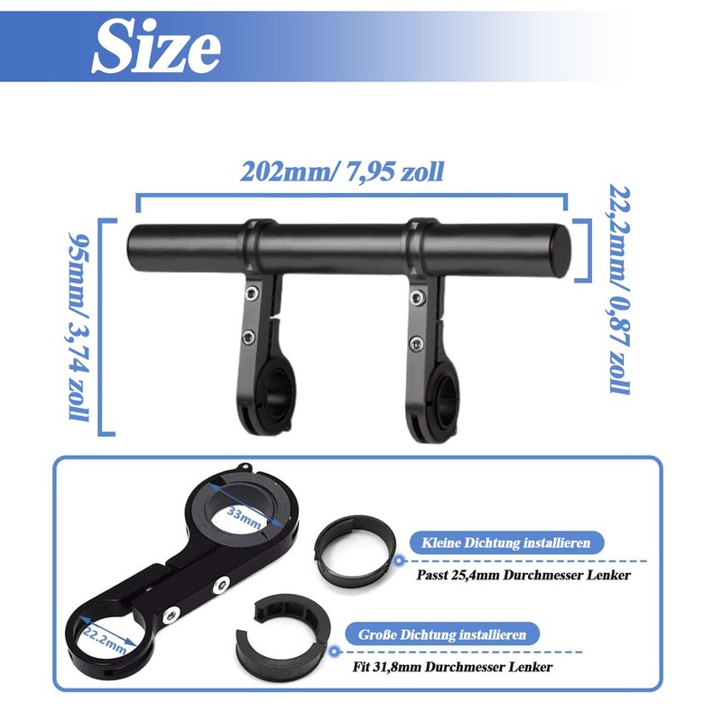 Mesee Aluminium Bicycle Extender Mount, 20 cm Bicycle Handlebar Extender,