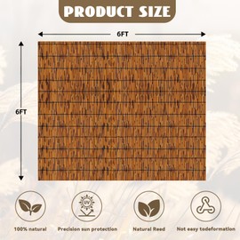 KOIUEYW Bamboo Privacy Fence, Light Russet Bamboo Reed Fencing 6ft High, Decorative Reed Rolls Privacy Screens for Patio Garden Balcony Backyard Outdoor, 6 x 6 FT