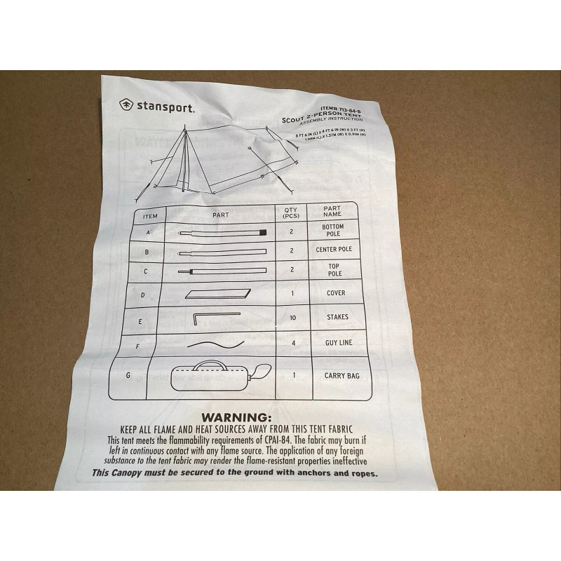 Stansport 2 Person Scout Nylon A Frame Tent Outdoor Camping