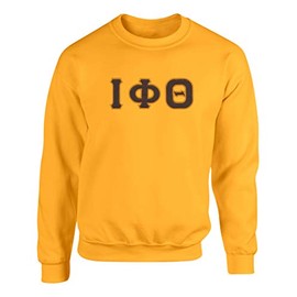 Fashion Greek Iota Phi Theta Twill Letter Crewneck Sweatshirt Gold XX-Large