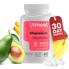 Magnesium Glycinate Supplement - Just 1 Capsule=175 MG of Absorbable Magnesium (350 MG in 2 Capsules) Non-GMO, Gluten-Free, Major-Allergen Free-Promotes Nighttime Calm & Muscle Wellness (60 Capsules)