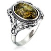 HolidayGiftShops Sterling Silver and Baltic Green Amber Adult Ring Georgine-