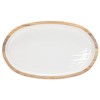 Creative Co-Op Oval Enameled Mango Wood Tray, White and Natural