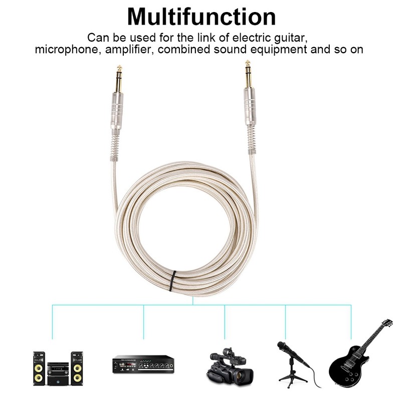 Gold Plated 6.35mm Male to Male Adapter Stereo Extension Audio