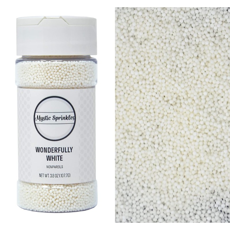 Mystic Sprinkles Wonderfully White Nonpareils 3.8oz Bottle