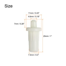 QUARKZMAN 7.5 mm Cabinet Door Repair Pins 24 Pieces Plastic Silencer Replacement Pins Spring Axle Loaded Pins Furniture Door Plate Connector for Roller Shutter Kitchen Cabinet White