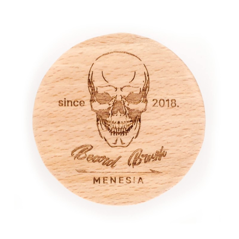 Menesia Small and Round Beard Brush, Pocket Travel Men's Wooden