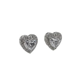 Ladies Cubic Zirconia Sparkly Heart Shaped Stud Earrings in 925 Sterling Silver for Women with Gift Box