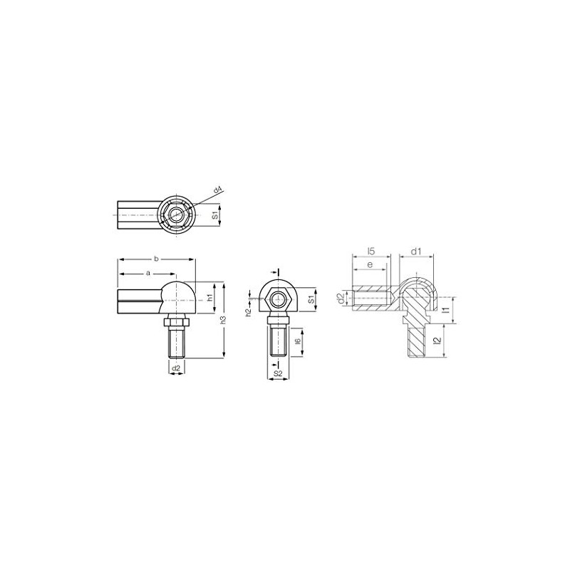Angle joint right-hand thread WGRM-05 LC MS / d1 =