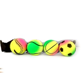 STUWU 4 x Wrist Ball with Cord, Spring Ball on Band, Return Ball on the Cord, Jumping Ball, Wrist Ball, Rubber Bouncy Ball, Sports Toy for Children and Adults