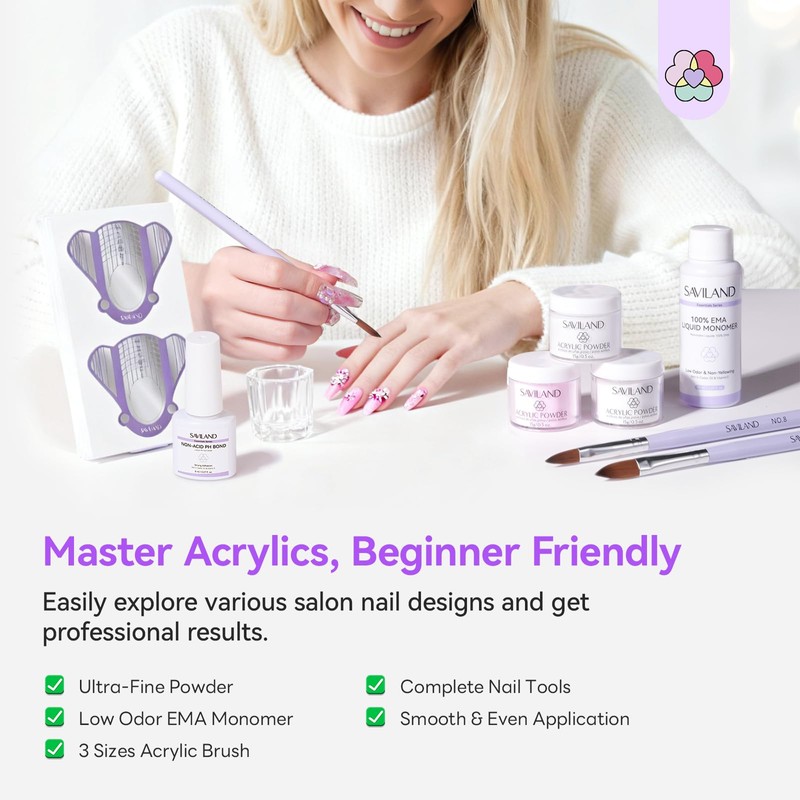 SAVILAND Acrylic Nail Kit with Everything: Professional Nails Kit Set