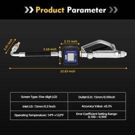 Electronic Oil Metering Gun Refueling Gun Tool for Refueling Trucks, Oil Fluid Dispenser, Oil Gun with Gauge, Quantitative Fueling Gun, Control Valve Fuel Petrol Oil Transfer Gun for Filling Fluids