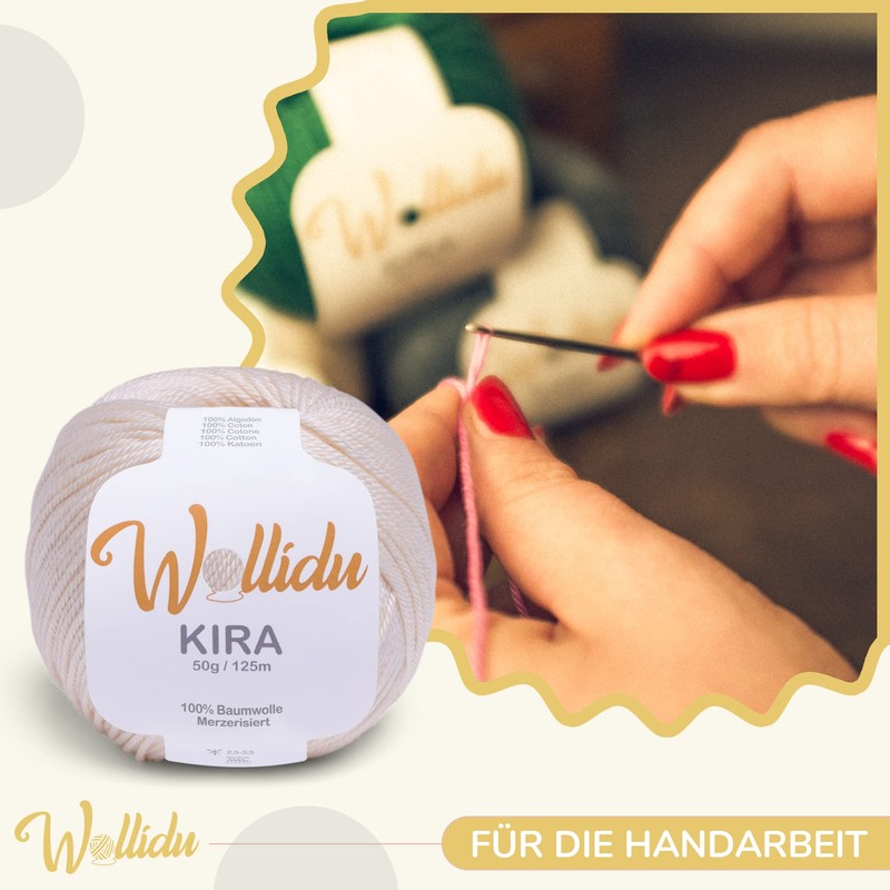 Wollidu Kira 100% Baumwolle zum Stricken und Häkeln 10 x