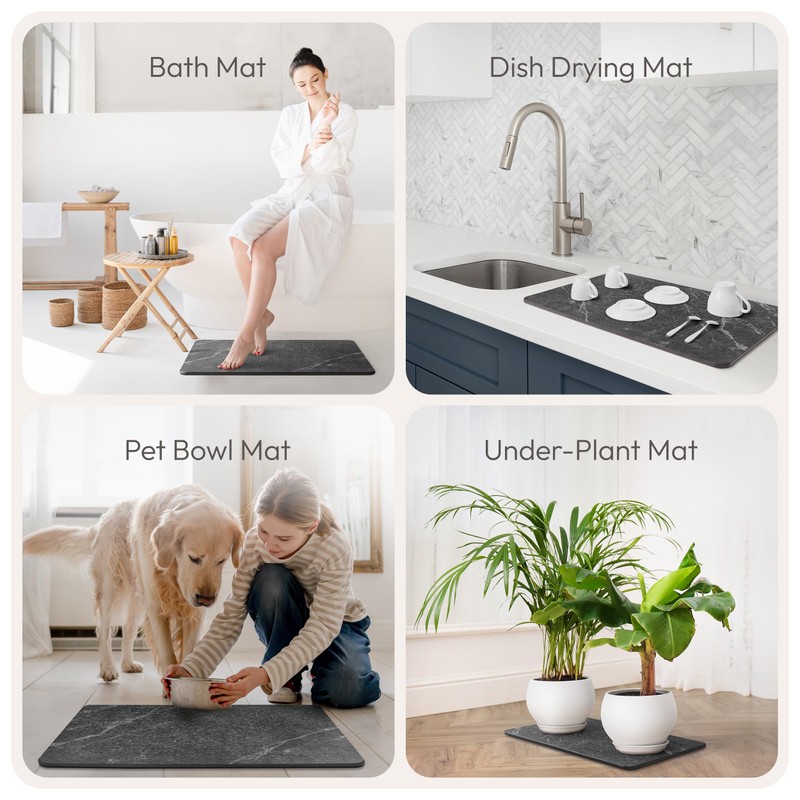 STATETRA Stone Bath Mat Quick-Dry Absorbing Diatomaceous Earth Bath Mat