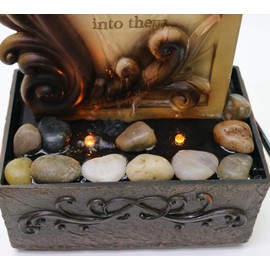 Nature's Mark 9" H Inspirational Tabletop Water Fountain with Natural River Rocks and LED Lights (Power Cord Attached)