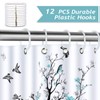 Bonhause Bird Shower Curtain, Watercolor Blue Flower Birds on Tree