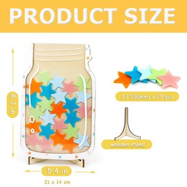 WUSJCOF Reward System Children's Reward Glass with 25 Stars, Wooden Stars Glass for Classroom and Home, Incentive Glass for Good Behavior School and Family