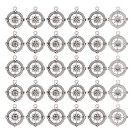 SUNNYCLUE 1 Box 50Pcs Compass Charms Nautical Charms Compass Charm Bulk Tibetan Style Alloy Dummer Hawaii Charm Anchor Sea Charm for Jewelry Making Charms DIY Women Earrings Bracelet Necklace Crafts