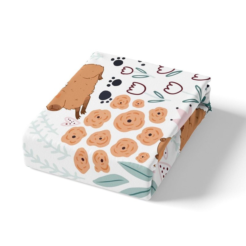 Capybara Bedding Set - Full Size, Cute Capybara & Flowers