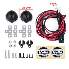 AXspeed 2pcs RC Light Headlight Spotlight for Trx4 TRX6 SCX10 90046 1: 10th Scale Crawler Car (Round)