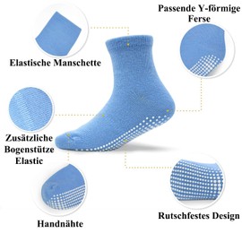 Elutong children, baby boys/girls non-slip socks with ABS (acrylonitrile butadiene styrene), 12 pairs, 1-10 years - 001 2 black + 2 white + 2 navy + + 2 light grey + 2 dark grey + 2 blue