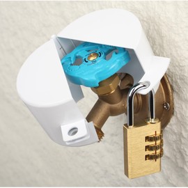 Faucet Locks Outdoor,Hose Spigot，Made of Metal Suitable for Garden Faucets,Hose BibWater Hose,Water Faucet Lock,Prevent Water Bandit(White with Padlock)