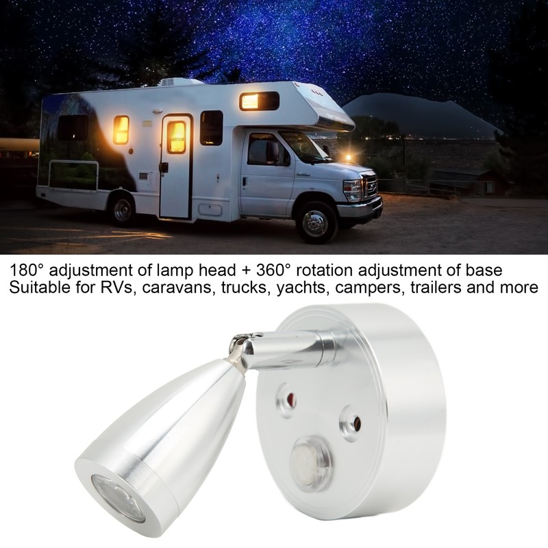 10V‑30V RV Reading Light LED Spotlight Bedside Lamp 3500K Warm