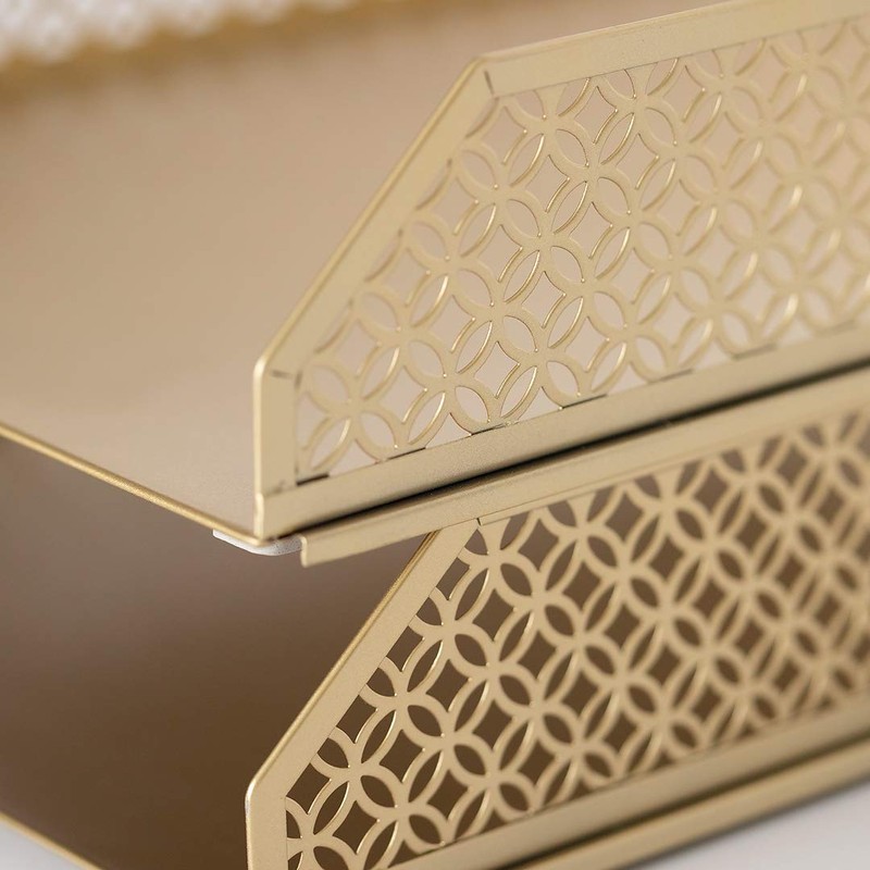 BLU MONACO Gold File Organizer – Stackable Paper Tray Set