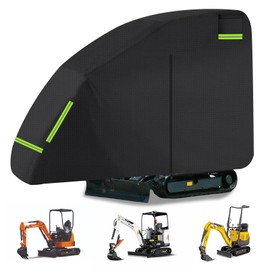 Mini Excavator Cover Heavy Duty 600D Waterproof Oxford with Zipper Door, Excavator Cover All Weather UV/Rain/Snow/Dust Protection, Universal Covers for Bobcat E10/Kubota/Caterpillar/Takeuchi/Yanmar