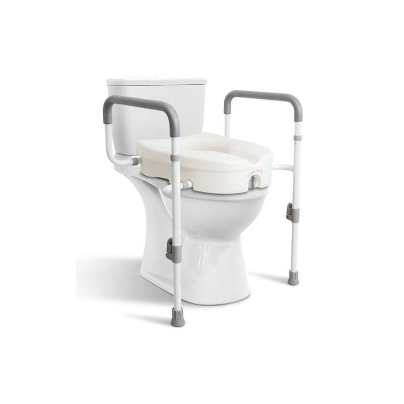 WeHwupe Raised Toilet Seat with Handles for Elderly - Toilet