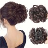 Brown Claw Clip Messy Bun Hair Piece Wavy Chignon Ponytail(6